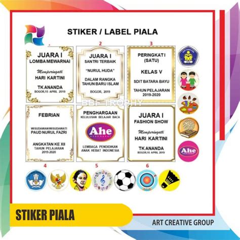 Isi 5 Pcs Print Set Stiker Label Untuk Piala Dan Tropy Lazada Indonesia