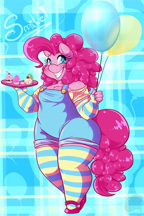 532620 Safe Artistmeb90 Pinkie Pie Anthro Balloon Chubby Cleavage Fat Female Pinkie
