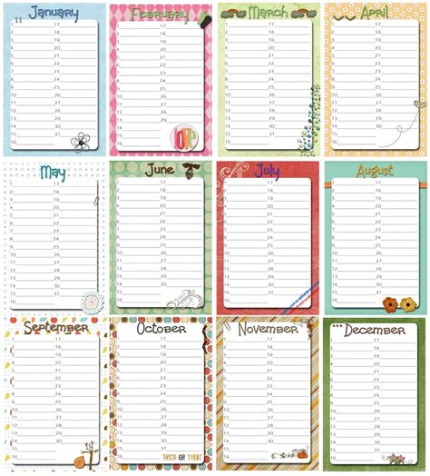Free Printable Birthday Calendar Template Paper Trail Design Free