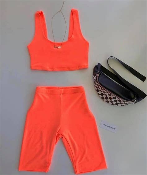 pin by bailey morgan on summer orange two piece orange outfit neon outfits