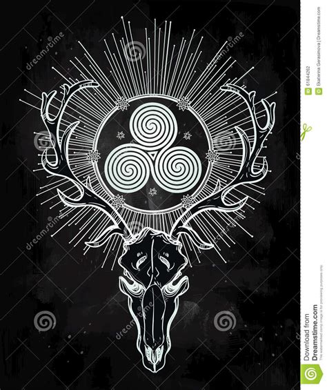 Deer Skull With Celtic Triskel. Stock Vector - Image: 61844262