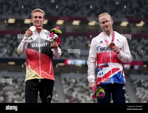 Great Britains Jonnie Peacock With His Bronze Medal Alongside Joint