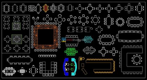 19dining Table And Chairs Cad Blocks Free Download