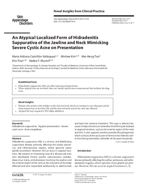 Pdf An Atypical Localized Form Of Hidradenitis Suppurativa Of The