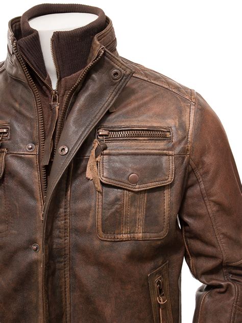 Mens Leather Jacket In Vintage Brown Broadhembury Men Caine