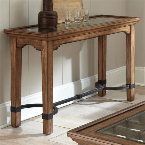 Levante Rustic Sofa Table Glass Metal Wood Dcg Stores
