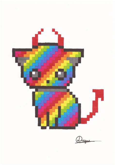 Pixel Art Rainbow Devil Cat By Bigdam On Deviantart