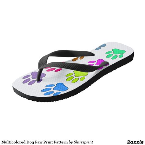 Multicolored Dog Paw Print Pattern Flip Flops Dog Paw