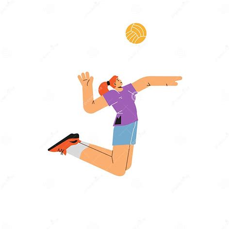 woman volleyball player jumping hits the ball sportswoman in uniform trains cartoon sport