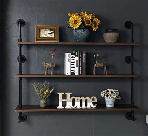 Buy Industrial Pipe Shelving Farmhouse Hanging Pipe Book Shelves With