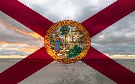 La Bandiera Della Florida Con Il Bel Tramonto Immagine Stock Immagine
