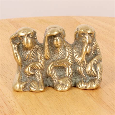 Three Wise Monkeys Miniature Sculpture Vintage Solid Etsy Wise