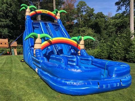 24ft Tropical Dual Lane Water Slide With Pool