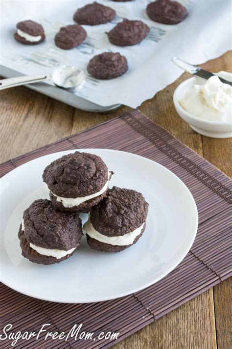 Or simply craving a dreamy chocolate treat yourself to smooth, creamy chocolate topped with sweetened whipped cream on an almond flour crust. Sugar-Free Chocolate Oatmeal Whoopie Pies
