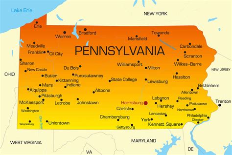 Large Detailed Tourist Map Of Pennsylvania With Cities And Towns Images