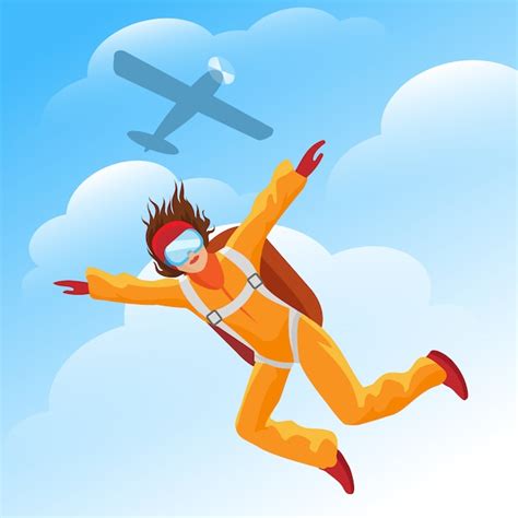 Woman Parachutist Jumper Premium Vector