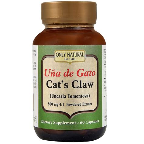 Only Natural Cats Claw Una De Gato 800 Mg 60 Capsules