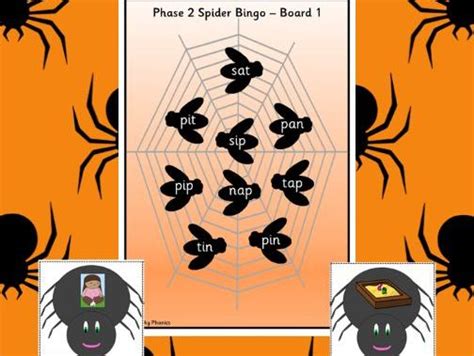 Halloween Phonics Phase 2 Spider Bingo Teaching Resources