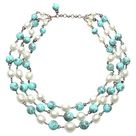 Grey Pearl And Turquoise Necklace For Sale At Stdibs