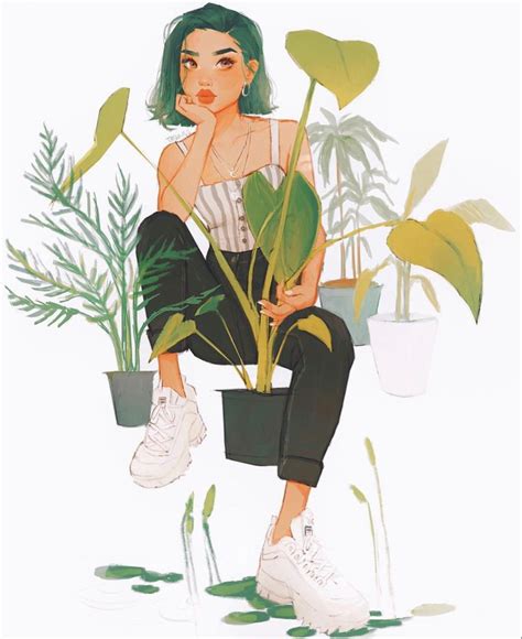 Pin On Girl And Plants