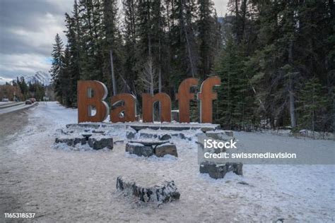 Welcome To Banff Sign In Banff Town Canada Stock Photo Download Image