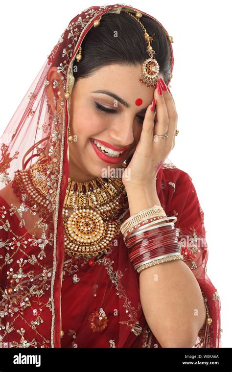 Close Up Of An Indian Bride Shy Stock Photo Alamy