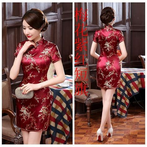 Details About Red Chinese Women Silk Mini Dress Cheongsam Size S M L Xl Xxl Xl Xl Xl Xl