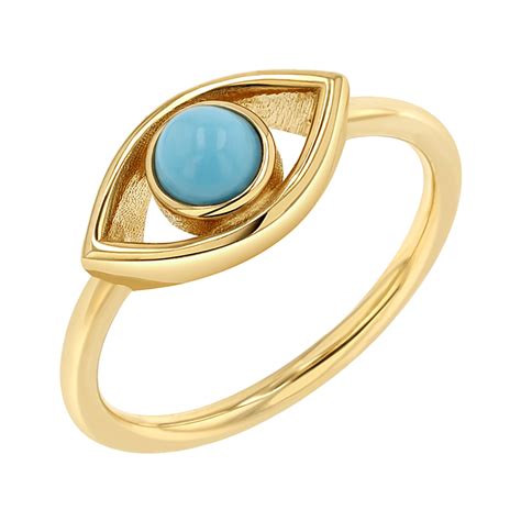 14k Gold Turquoise Evil Eye Ring Baby Gold