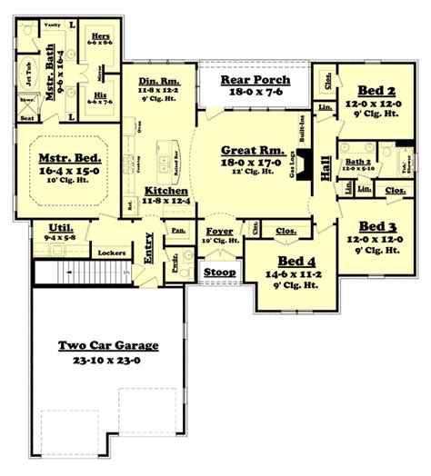 The best 4 bedroom ranch style house plans. Attractive 4 Bedroom Split Bedroom House Plan - 11774HZ ...