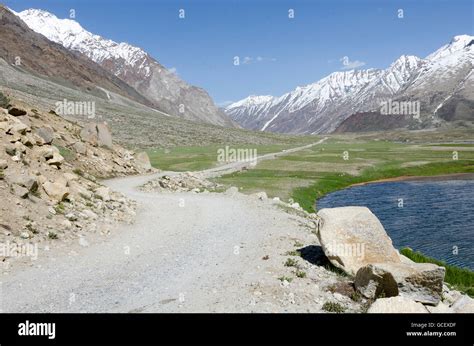 Road Through High Pasture Suru Valley Ladakh Jammu And Kashmir