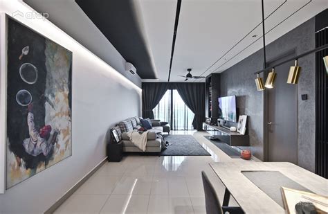 Industrial Minimalistic Dining Room Living Room Condominium Design