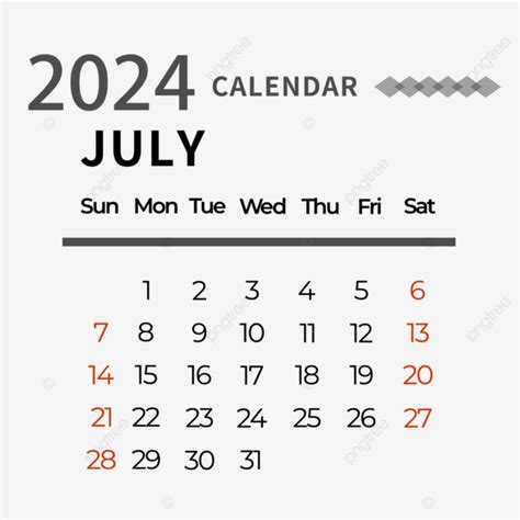 2024 July Calendar Simple Black July Two Thousand And Twenty Four