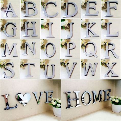 Need some awesome new decor ideas for your walls? 3D Mirror Wall Sticker 26 Letters DIY Art Mural Home Room ...