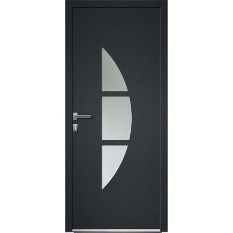 Porte d'entrée PVC Omaha 2 Premium H.215 x l.90 cm vitrée gris ...