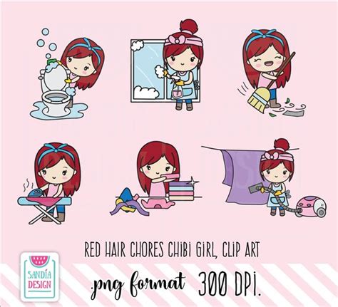 Chibi Maker Emoji Red Hair Girl Clipart Chibi Girl Personal And