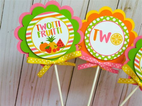 Two Tti Fruity Centerpiece Sticks Fruit Party Decorations Etsy