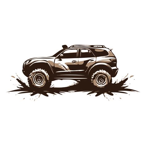 Ai Generated Black White Off Road Car With Mud Illustration 36431370 Png