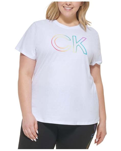 Calvin Klein Cotton Performance Plus Size Pride Ombr Logo T Shirt In