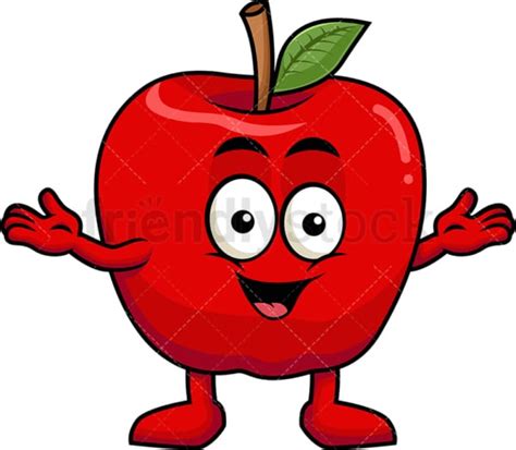Happy Apple Mascot Cartoon Vector Clipart Friendlystock