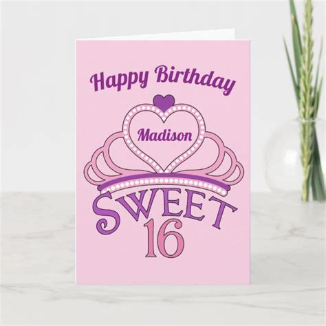 Happy Birthday Cute Custom Sweet Sixteen Card Sweet
