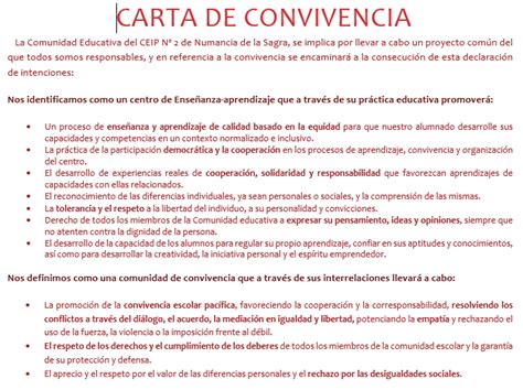 Carta De Convivencia Ceip Emilio Calatayud De Numancia De La Sagra Toledo