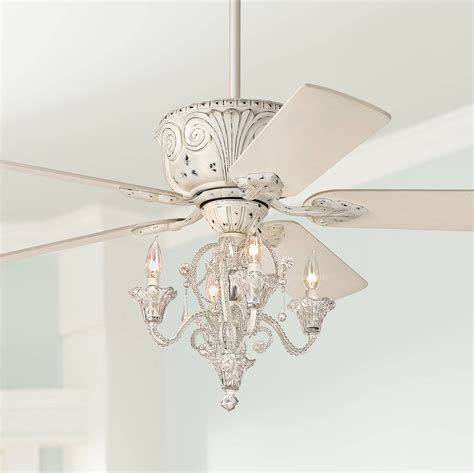 52 Shabby Chic Ceiling Fan With Light Led Dimmable Chandelier White