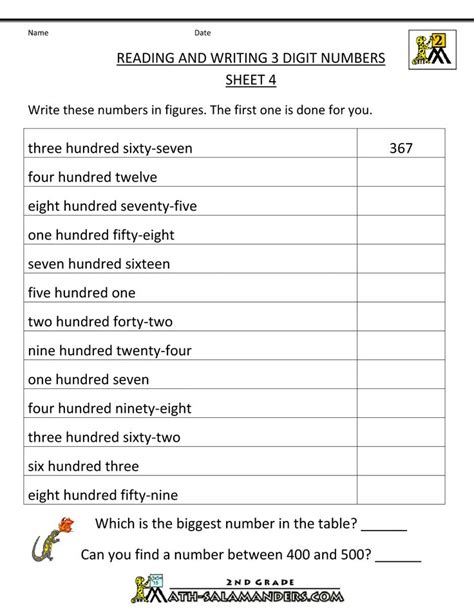 Free Reading And Writing Numbers Worksheets