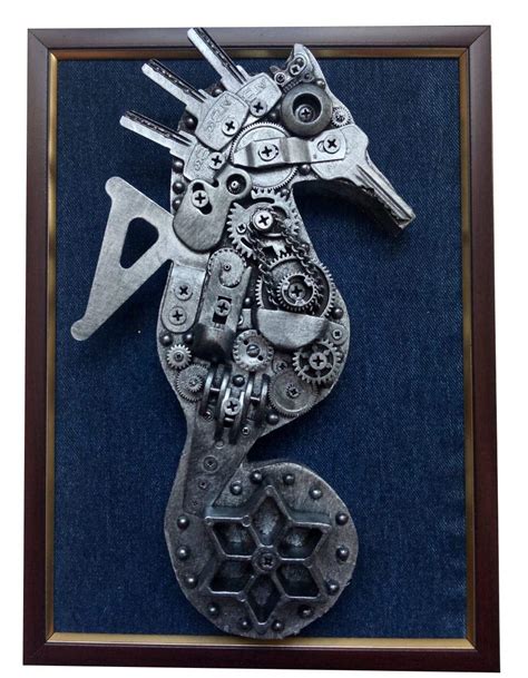 Steampunk Seahorse Sea Horse Industrial Painting