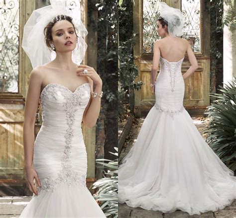 Bling 2015 Mermaid Beaded Wedding Dresses Bridal Gowns