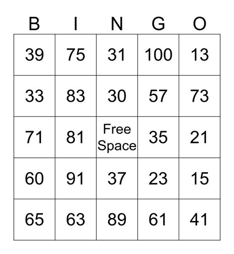 Bingo Numbers 1 To 100 Esl Worksheetgabyca145 Printable Bingo Cards