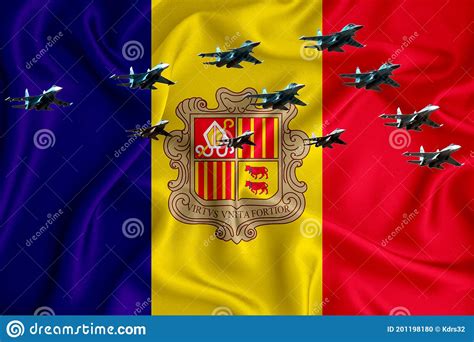 Andorra Flag Background With Space For Your Logo Military 3d