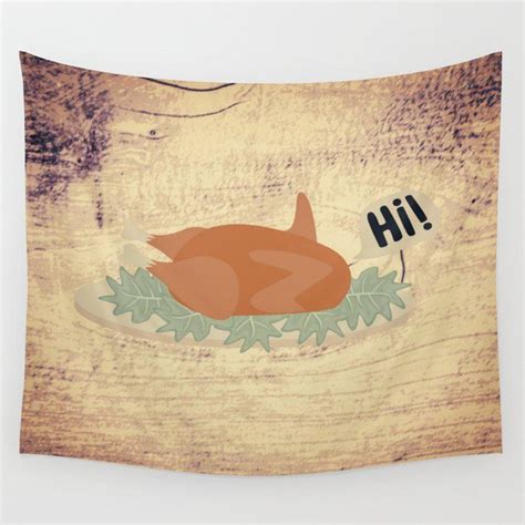 Thanksgiving Turkey On A Wood Texture Background Wall Tapestry By