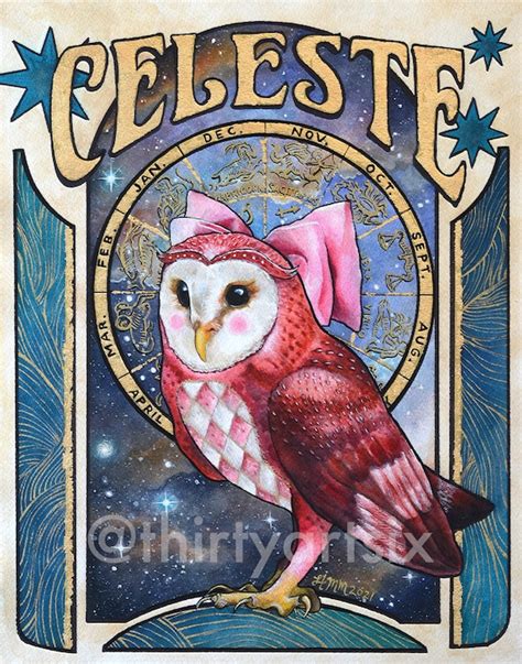 Zodiac Owl Celeste Animal Xing Watercolor Etsy