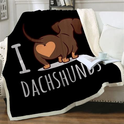 Dachshund 3d Printed Throw Blanket Cartoon Pet Dog Bedspread Brown